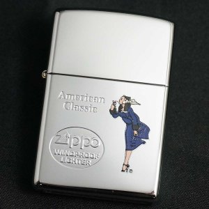 画像: zippo WINDY エッチング＆プリント ネイビー 2000年製造