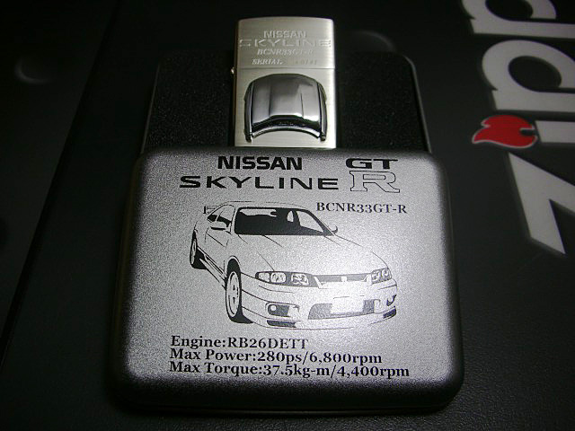 画像: zippo SKYLINE BCNR33GT-R ボンネットメタル Wフェイス 2002年製造