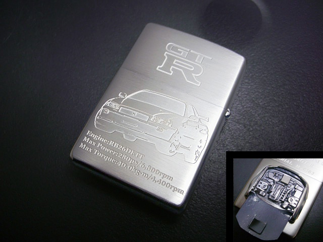 zippo SKYLINE BNR34GT-R ボンネットメタル Wフェイス 2002年