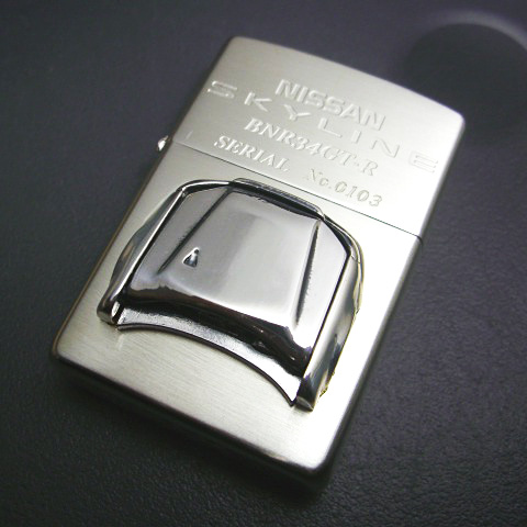 zippo SKYLINE BNR34GT-R ボンネットメタル Wフェイス 2002年