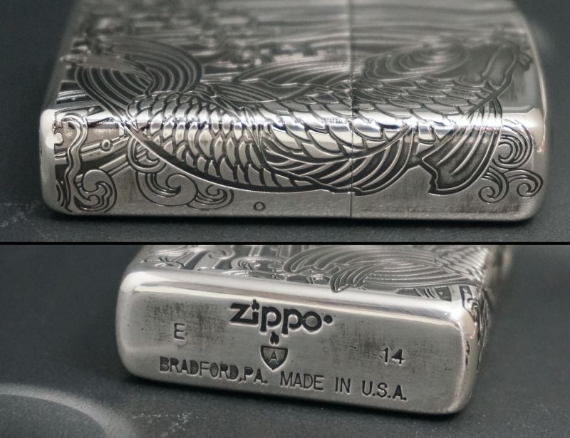 画像: zippo ARMOR アンティーク昇鯉 SVいぶし