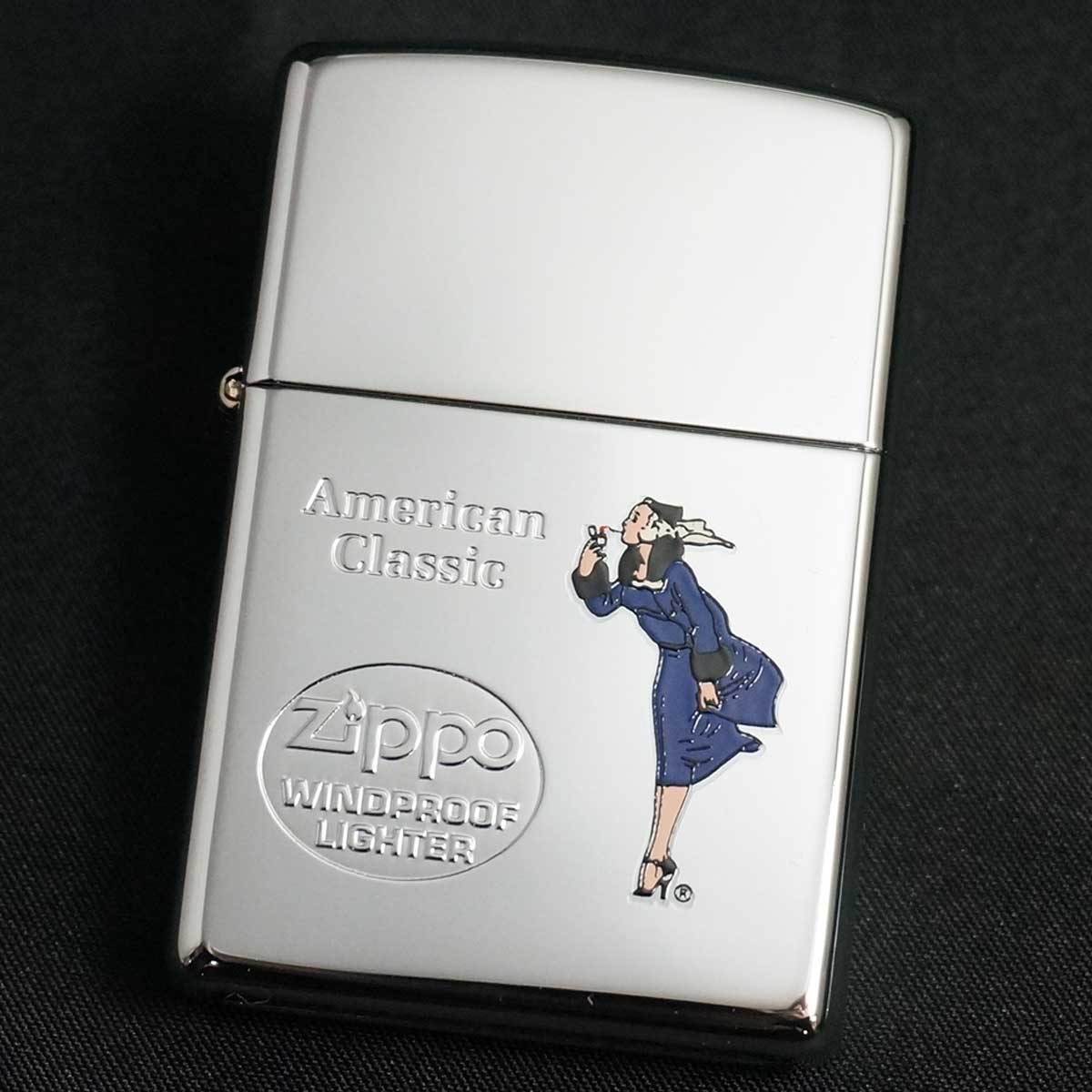 画像1: zippo WINDY エッチング＆プリント ネイビー 2000年製造