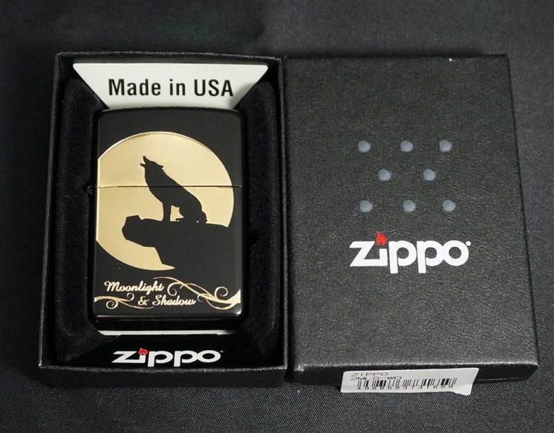 画像: zippo ムーンライトシャドウ ウルフ 両面加工