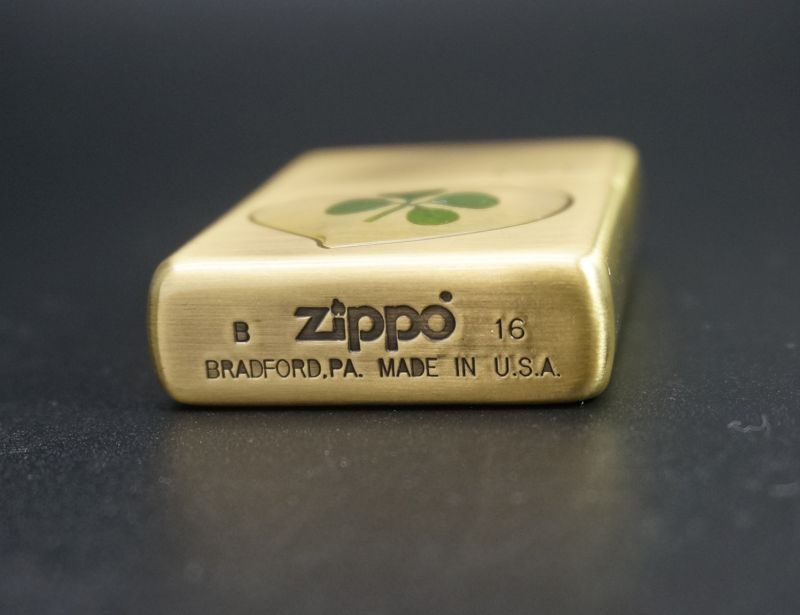 画像: zippo 四つ葉 本物のクローバー Luck(幸運)