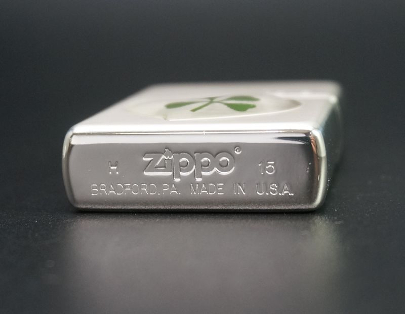 画像: zippo 四つ葉 本物のクローバー Love(愛)