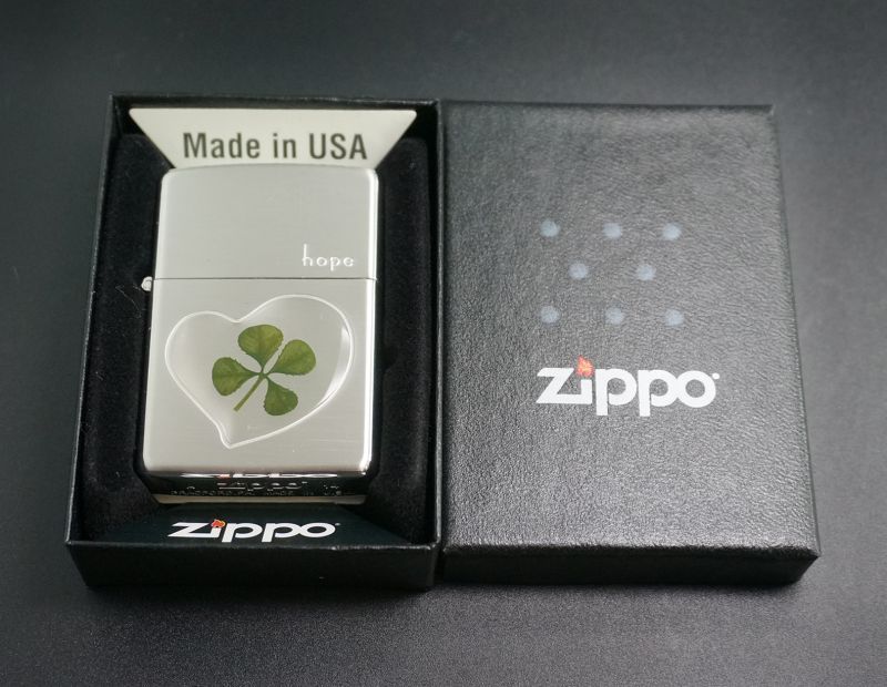 画像: zippo 四つ葉 本物のクローバー hope(希望)