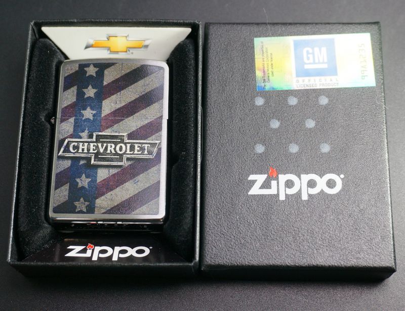 画像: zippo CHIVROLET(シボレー）星条旗柄 バレル加工