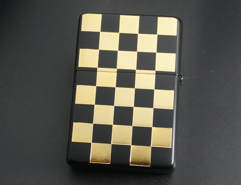 画像: zippo フラットトップ チェッカー GD